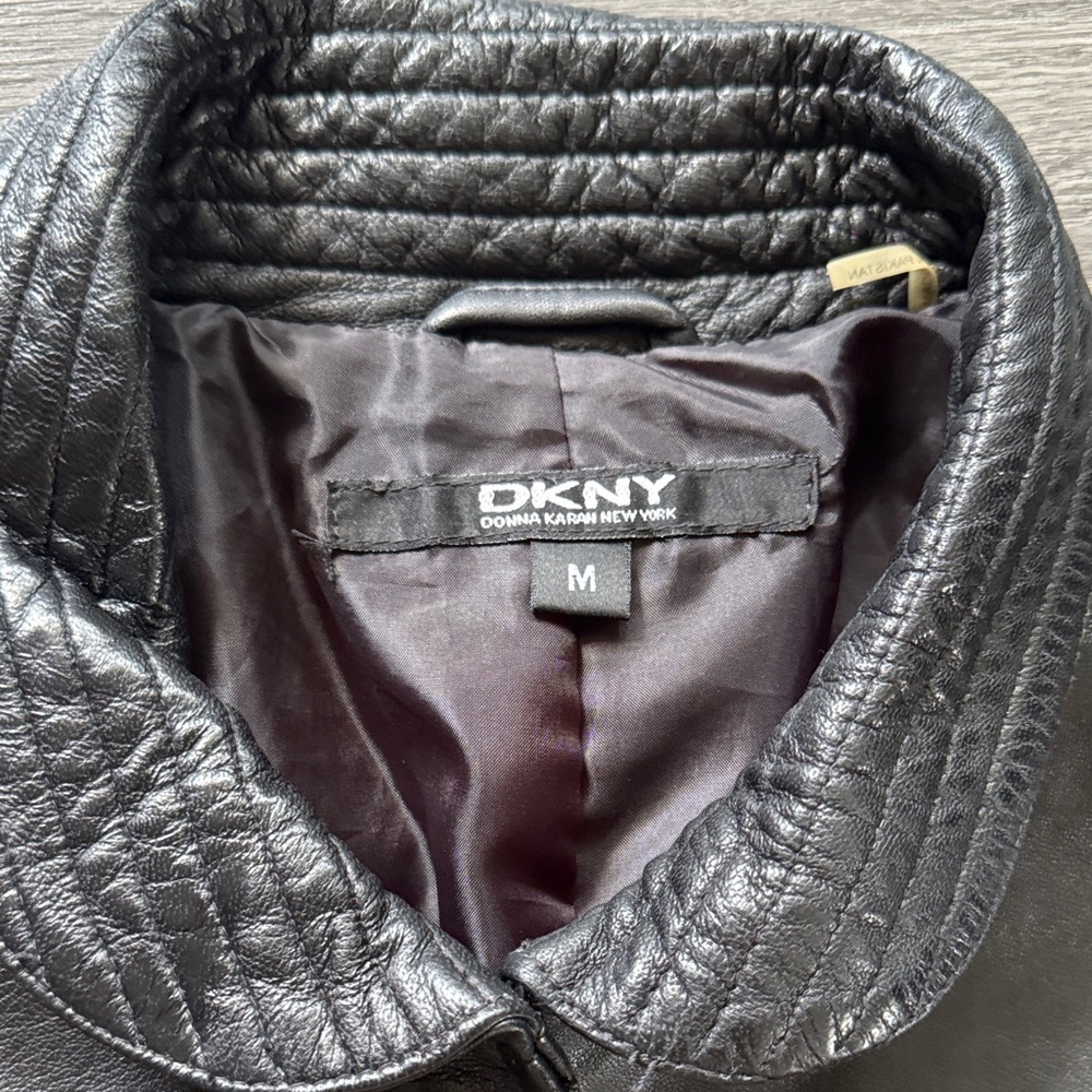 DKNY black Leather Jacket for Women - Picture 3 of 8